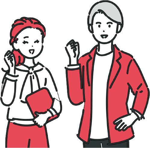 ガッツポーズをしている2人のイラスト