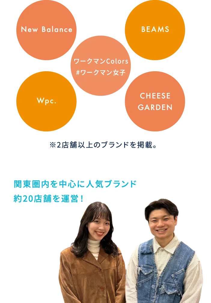 関東圏内を中心に人気ブランド約20店舗を運営！