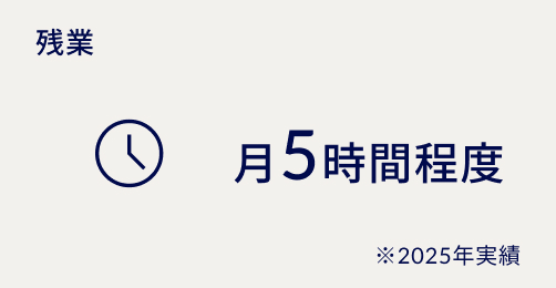 残業 月5時間程度 ※2025年実績