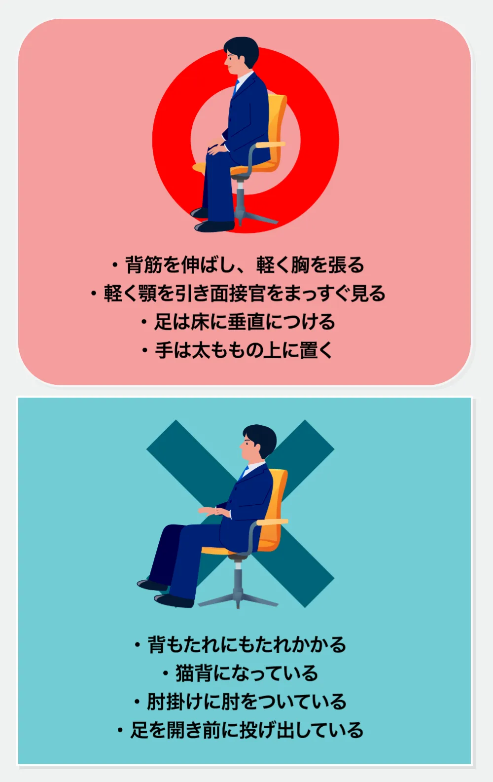 面接での座る姿勢のマナー