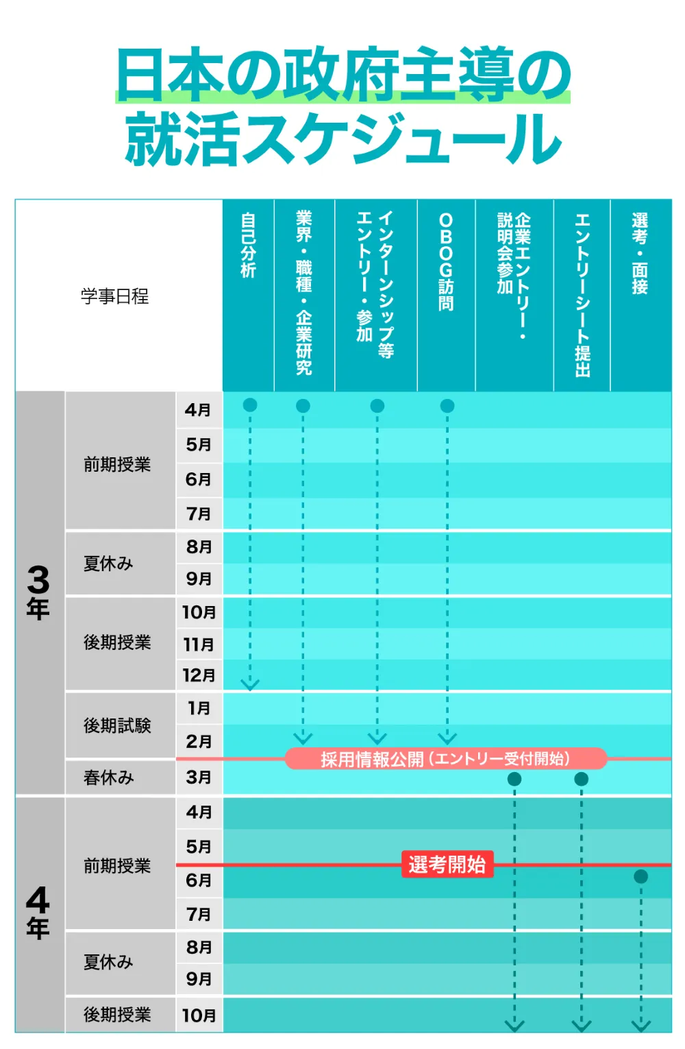 28年卒の就活スケジュール（政府主導）