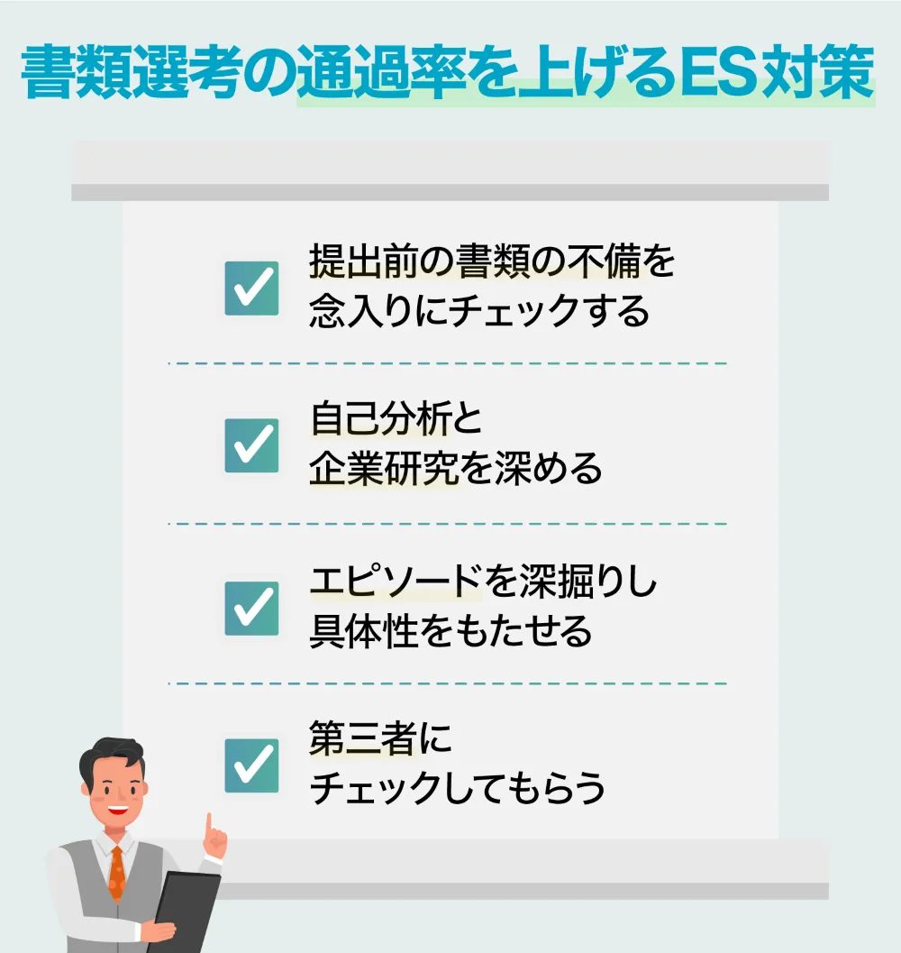 書類選考の通過率をアップさせるES対策